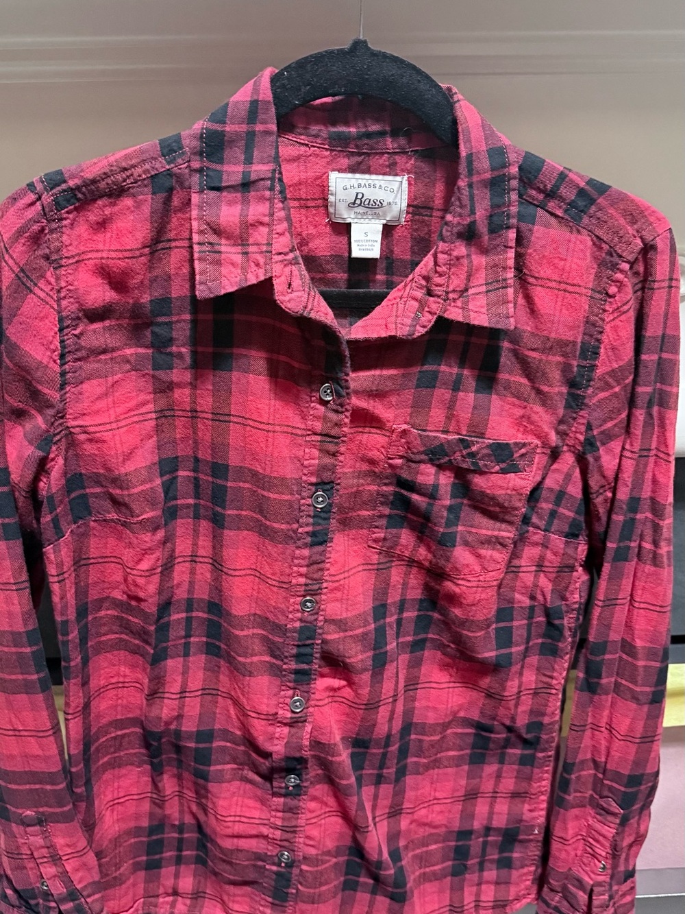 G.H. Bass & Co. Red and Black Plaid Button-Down Shirt